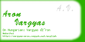 aron vargyas business card